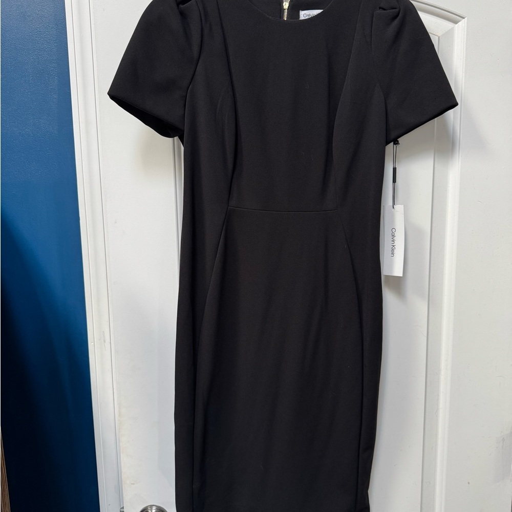 Calvin Klein Black Sheath Midi Dress for Work